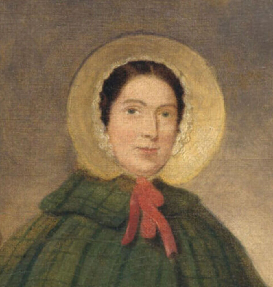 Close up of painted portrait of Mary Anning